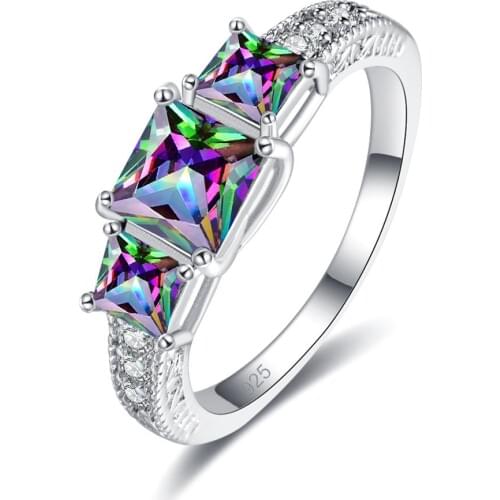 Jrose 2019 New Arrivals Wedding Bands Ring for Women Colored Stone Women Jewelry 925 silver Rings for Women Size 6 7 8 9