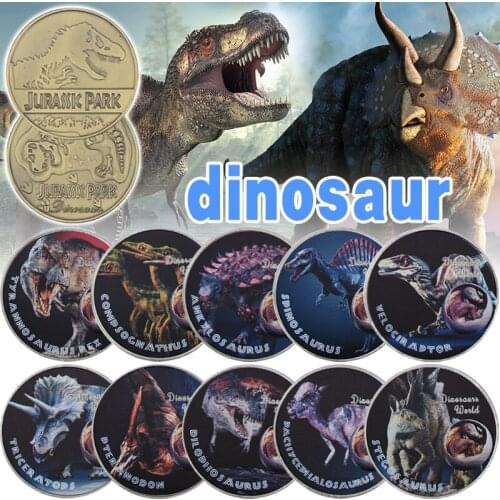 WR 2019 New Arrive Jurassic Park Dinosaur Commemorative Coin Bronze Copy Coins Collection Birthday Christmas Business Gifts