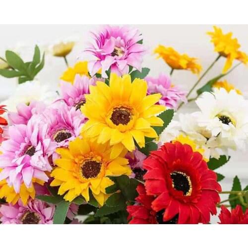 Beautiful Artificial Flowers White Silk Daisy Mariage Bouquet Home Interior Wedding Decoration Fake Plant Living Room Decor