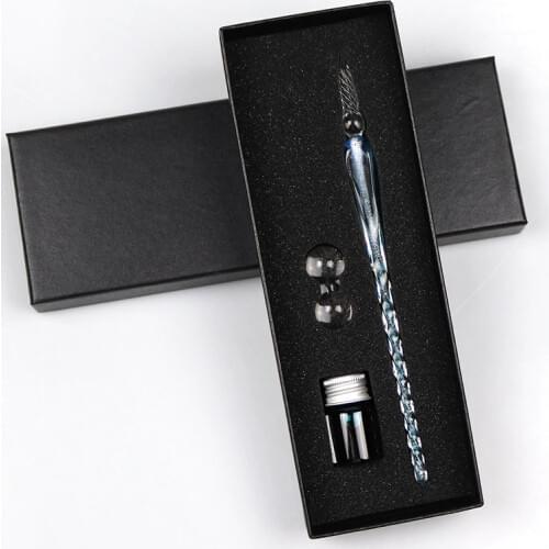 Creative Handmade Multifunction Glass Dip Pens Mermaid/Flower Pattern Transparent Crystal Glass Signature Ink Fountain Pen Gift