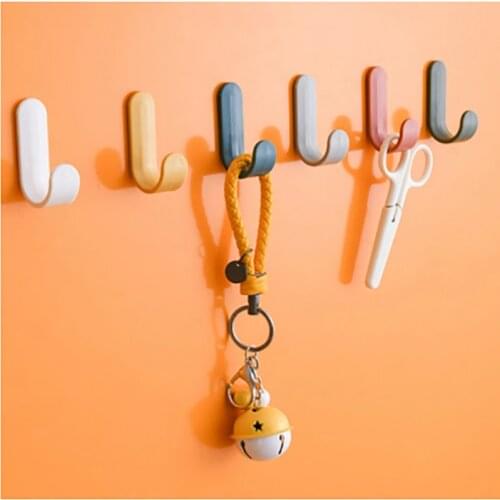 4pcs/set Towel Hooks Plastic Door Hangers Self Adhesive Wall Hangers Hat Racks Keys Hanger Home Decor Kitchen Bathroom Storage