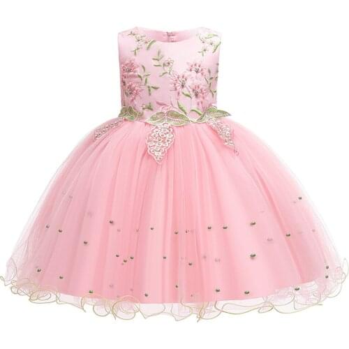 Summer Tutu Dress For Girl Dresses Kids Clothes Wedding Event Flower Beading Girl Dress Birthday Party Costume Children Clothes