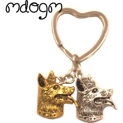 Mdogm German Shepherd Dog Animal Gold Silver Plated Metal Pendant Keychain For Bag Car Women Men Boys Love Jewelry K062