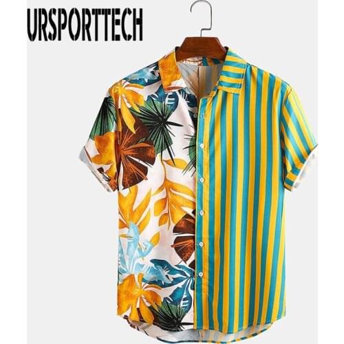 2021 New Arrival Mens Shirts Men Beach Vacation Hawaiian Shirts Camicias Button Wild Shirts Printed Short-sleeve Blouses Tops