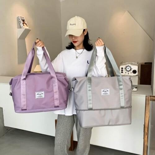 New Outdoor Waterproof Nylon Sport Gym Bags Men Women Training Fitness Travel Handbag Yoga Mat Sport Bag Dry And Wet Separation