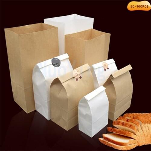 10/20/50Pcs Brown Bakery Bags/Kraft Paper Bags for Cookie, Sandwich, Bread, Dried Foods & Snack -Takeout Bags, Party Wedding