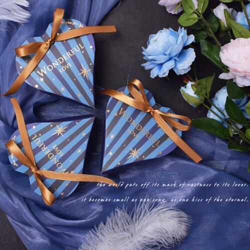 10PCS Candy Gift Box New Heart-shaped Bag Bronzing Paper Boxes for Baby Shower Wedding Birthday Chocolate Party Package Favor