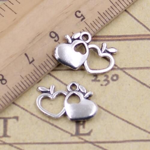 30pcs Charms Heart Apple 18x13mm Tibetan Pendants Crafts Making Findings Handmade Antique Jewelry DIY For Necklace