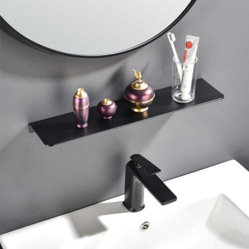 Bathroom Shelf Wall Mounted Shelves Aluminum Bathroom Accessories Black Kitchen Storage Holder For Make-up Shampoo