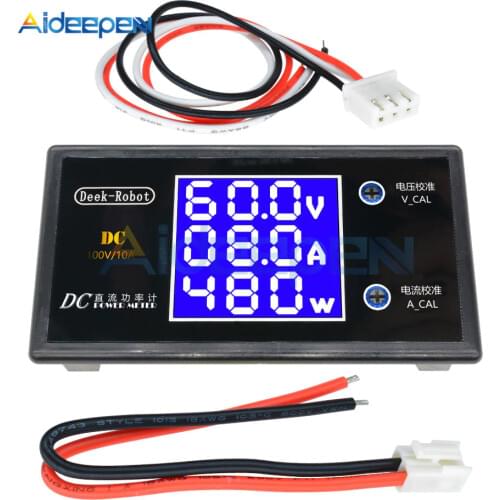 DC 0-100V 0-50V 5A 10A LCD Digital Voltmeter Ammeter Wattmeter Voltage Current Power Meter Volt Detector Tester 250W 1000W