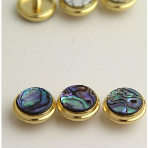 3 Pieces of Gold Plated Malachite Insert Finger Buttons for Trumpet Repairing Brass Instruments Accessories
