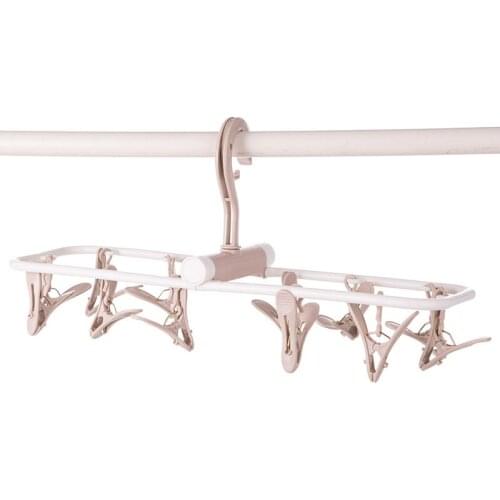 Folding Drying Rack 12 Clip Underwear Socks Clip Multi-functional Clothes Rack Plastic Portable Cloth Drying Rack