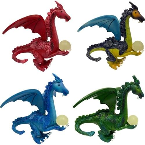 Flying Dragon Sculpture with Luminous Ball Resin Ornament Dragon Figurines for Home Decor Garden Decoration