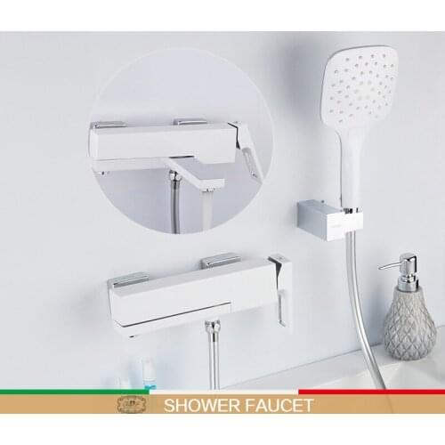 Shower faucets white wall bathroom mixer brass bathroom rainfall shower bathtub faucets waterfall shower faucet