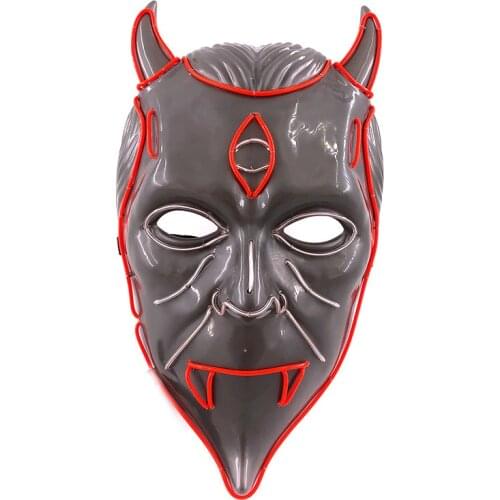 Glowing Vampire LED Mask Cosplay Three Eyes Monster Horror Costume Accessories EL Wire Devil Mask For Halloween Party