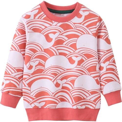 Jumping Meters Hot Selling Boys Girls Sweatshirts For Autumn Spring Whale Print Cotton Childrens Tops Sweaters Kids Sport Shirt