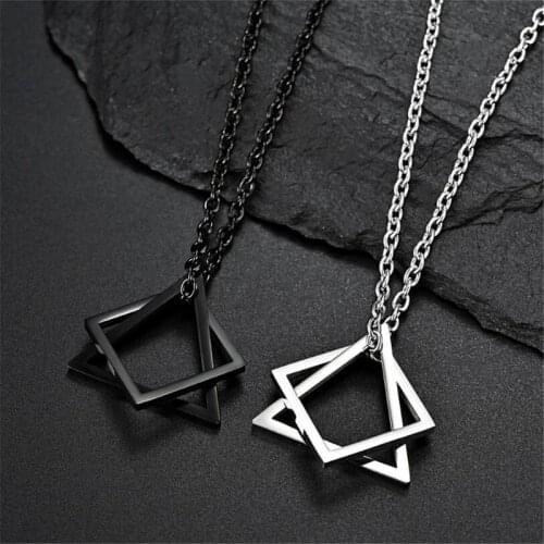 Creative Geometric Square Combination Mens Necklace Cold Wind Ins Hip Hop Net Red Tide Men And Women Couple Pendant Wholesale