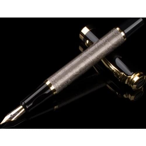High Quality Pure Stainless Medium Nib 0.5mm Fountain Pen Brand Metal School Study Office Business Writing Pens Gifts