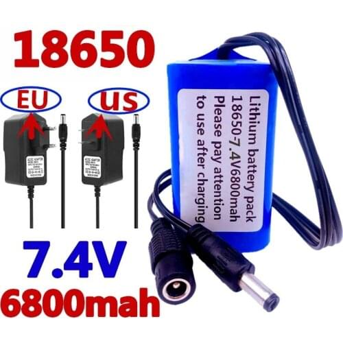 Protect 7.4 V 6800 mAh 8.4 V 18650 Li-lon Battery bike lights Head lamp special battery pack DC 5.5MM + 8.4V1A Charger