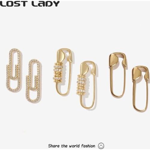 Lost Lady New Fashion Rhinestone Hoop Earrings Jewelry For Women Simple Alloy Earrings Wholesale Accessories Party Wedding Gifts