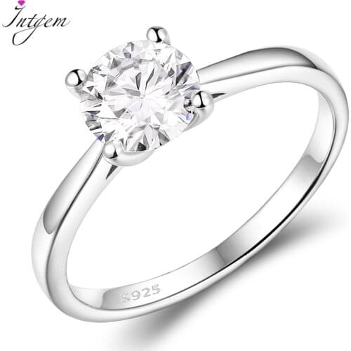 S925 Sterling Silver Moissanite Wedding Ring 1ct D Color Moissanite Engagement Ring Round Solitaire Simple Ring for Women Gifts