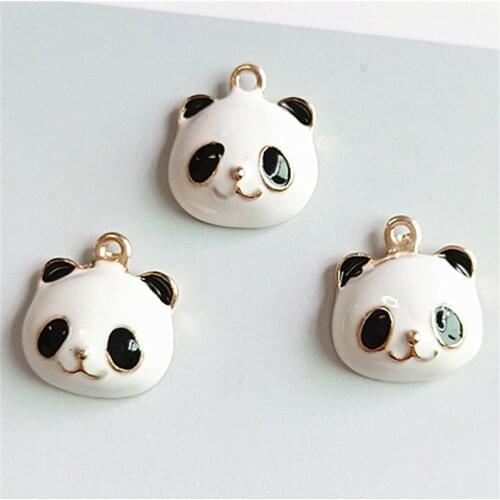 10Pcs/Lot Enamels Alloy Cartoon Panda Earring Charms DIY Handmade Making Hair Necklace Jewelry Pendant Material Accessories 2019