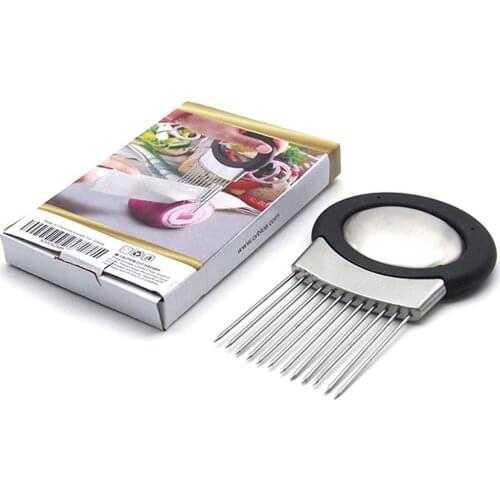 2pcs/lot Stainless steel onion fork potato pin kitchen vegetable fruit slicing assistant tools hand protector