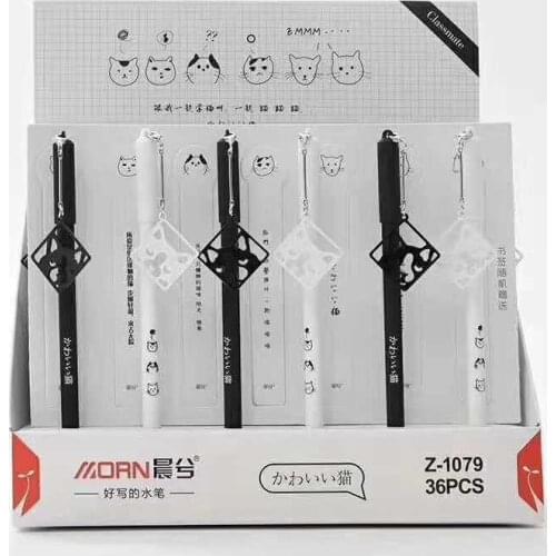 36pcs Creative Stationery Student Pen Cute Cat Gel Pen 0.5mm Full Needle Black Ink Pen School Supplies Office Supplies