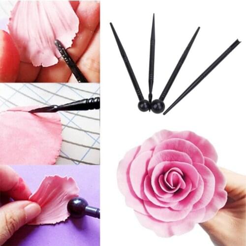 4PCS Cake Carved Pens DIY Flower Modelling Tools Fondant Biscuits Cake Decorating Molds Tools Bakeware Accessories