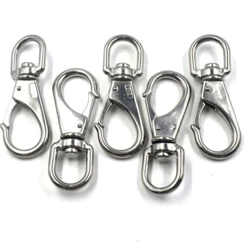5 Pieces Marine Boat Swivel Eye Spring Snap Hook Size 2# M6 304 Stainless Steel Silver