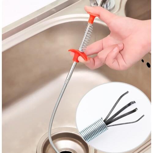 60cm Bendable Drain Clog Water Sink Cleaning Hook Sewer Dredging Tool Kitchen Spring Pipe Hair Remover Hair Remover