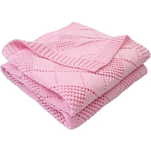 85X105cm hollowing knitted cotton crochet diamond summer blanket baby wrap Baby knitted Blanket Toddler kids back seat cover
