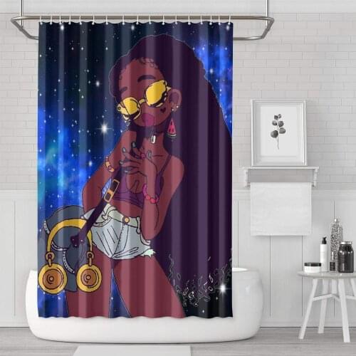 Africa American Black Women Girl Print Shower Curtain Home Decoration