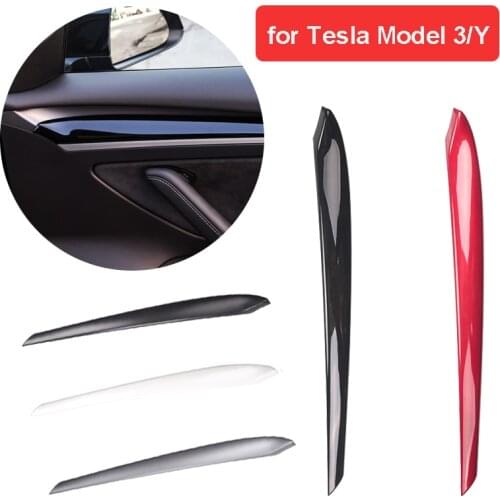 2pcs Auto Accessories Interior Modification For Tesla Model 3 Model Y 2021 Car Door Inner Carbon Fiber Decoration Trim Model3