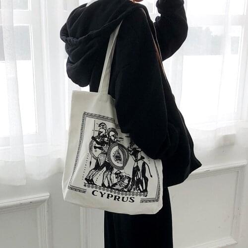 B020128 Large Capacity Women Canvas Bag Eco Reusable Shopping Tote Bags Letter Animals Printed