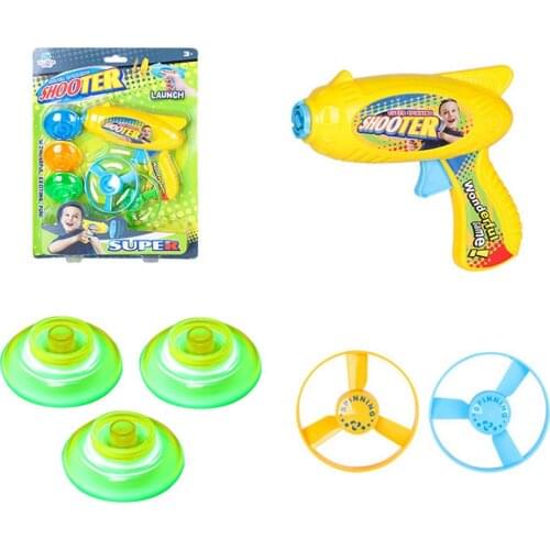 Bamboo Dragonfly Pistol Flying Outdoor Luminous Flying Saucer Catapult Spinning Flying Disc Child Boy Flying Vehicle Toy