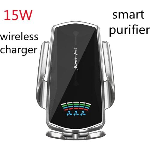 15W Qi wireless charger car phone holder smart purifier for iPhone 8 8Plus 11 12 X XR XS and Samsung S6 S7 S8 S9 Huawei Mate 20