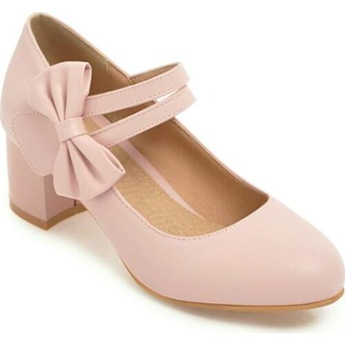 Big Size 11 12 13 14 15 16 ladies high heels women shoes woman pumps Single shoe female bow sweet high heel shallow mouth