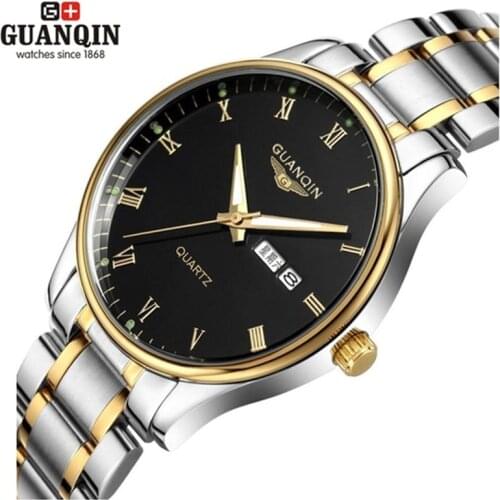 GUANQIN Watch Men Luxury Brand Sports Auto Date Quartz Watches Dress Waterproof Sale Watches Watched Stainless Steel Wristwatch