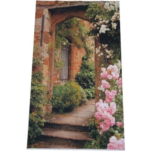 Quality 3x5ft Photo Backdrop Vinyl Collapsible Background Pink Rose Brick Arch Door Background for Photographer Backdrop for Wed