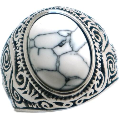 Unisex 316L Stainless Steel Cool Vintage Stone Ring Newest