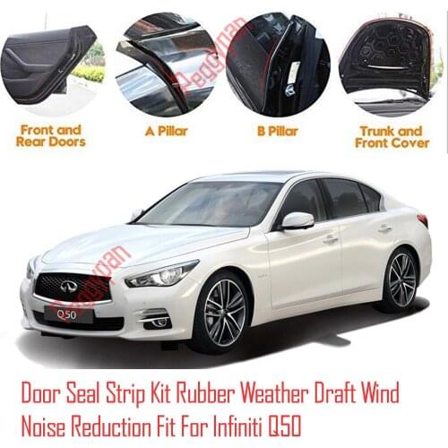 Door Seal Strip Kit Self Adhesive Window Engine Cover Soundproof Rubber Weather Draft Wind Noise Reduction Fit For Infiniti Q50