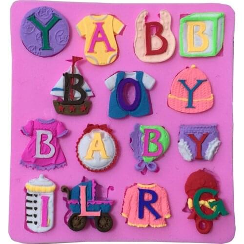 Kitchen DIY Creative 3D Silicone Cake Mold Alphabet Baby Clothes Baby Fondant Mold A782
