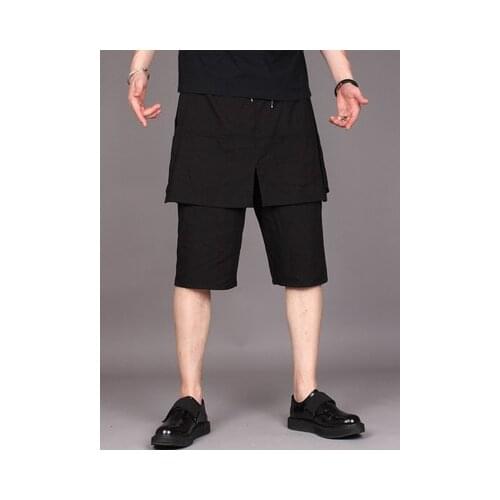 Cool summer ice fake two-piece culottes dark personality Harlon Pants stylist trend casual shorts