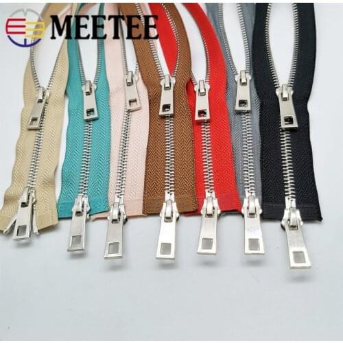 Meetee 1pc 80/100/120cm 5# Auto Lock Metal Zipper Double-slider Zippers for Jackets Coat Repair Kit Zips DIY Bag Sew Accessories