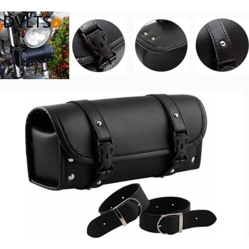 Motorcycle Saddlebags PU Leather Front Fork Tail Tool Bag Luggage For Harley Chopper Bobber Cruiser Sportster XL 883 1200