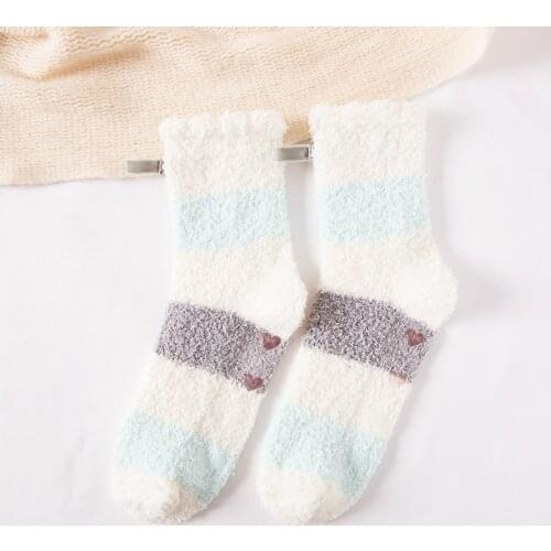 2020 Fashion New Female Coral Nap Sleep Autumn Winter Sleep Home Lovely with Velvet Thickened Floor Stockings 4 Pairs/PACK