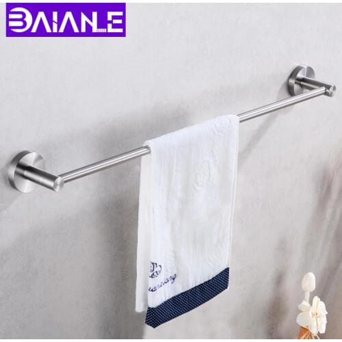 Towel Bar Single Stainless Steel Bathroom Towel Rack Holder Wall Mounted Classic Hotel Clothes Robe Towel Rail Hanger Holder