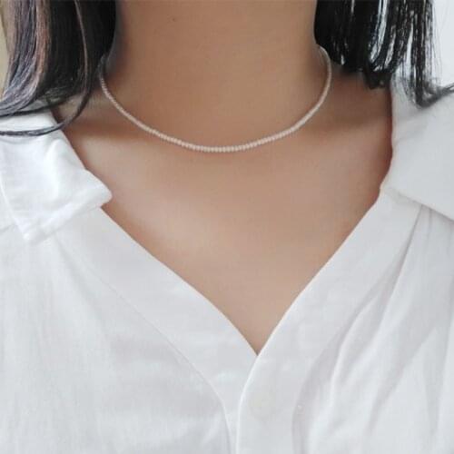 AA freshwater pearl white/pink/ purple 3-4mm chocker necklace 16inch roundel wholesale beads nature FPPJ woman 2019