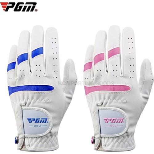 PGM Golf Gloves with Ball Marker For children kids boys girls White Blue Pink soft Fabric Lycra Breathable Elastic new 1 Pair